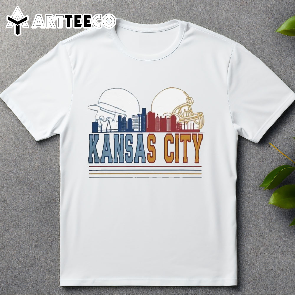 Kansas City Chiefs And Kansas City Royals Skyline 2024 T Shirt 1