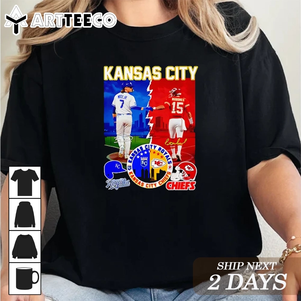 Kansas City Royals Witt Jr Kansas City Chiefs Mahomes Proud City signatures T Shirt