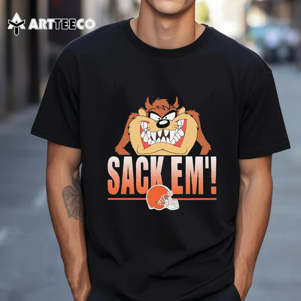 Looney Tunes Taz X Cleveland Browns Sack Em' T Shirt