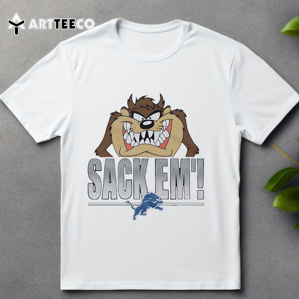 Looney Tunes Taz X Detroit Lions Sack Em' T Shirt