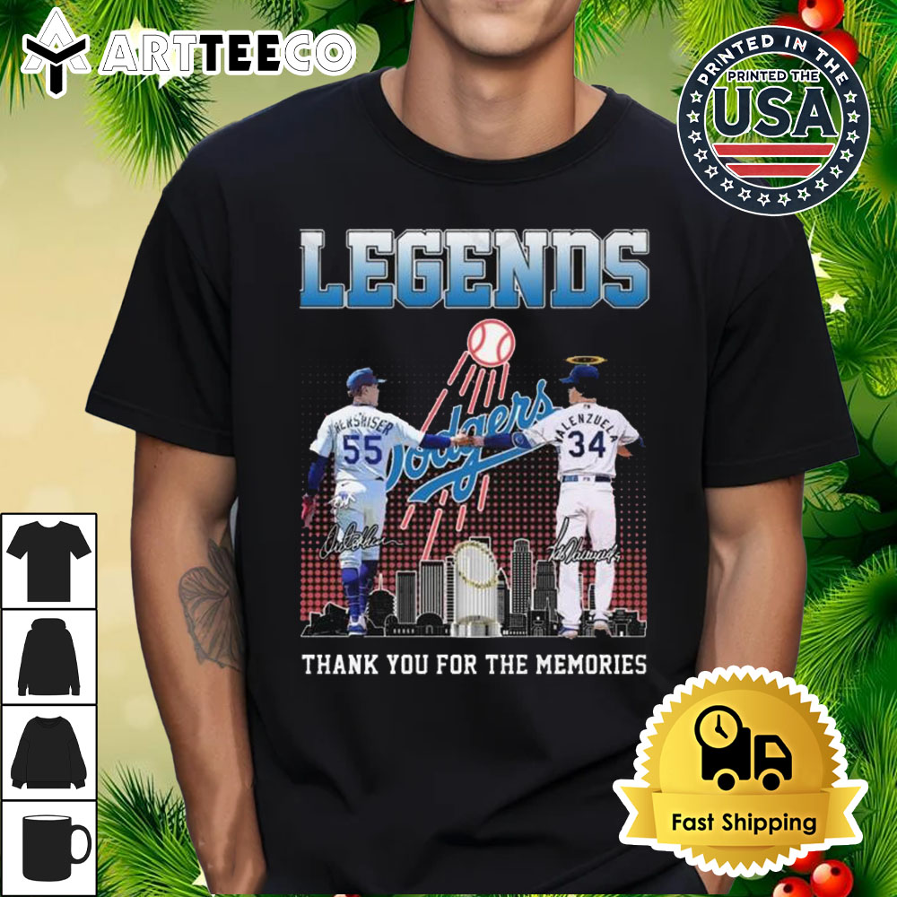 Los Angeles Dodgers Orel Hershiser x Fernando Valenzuela Legends Signature Thank You For The Memories Shirt 1