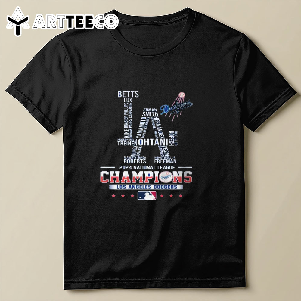 Los Angeles Dodgers Player Name Logo 2024 National League Champions T Shirt