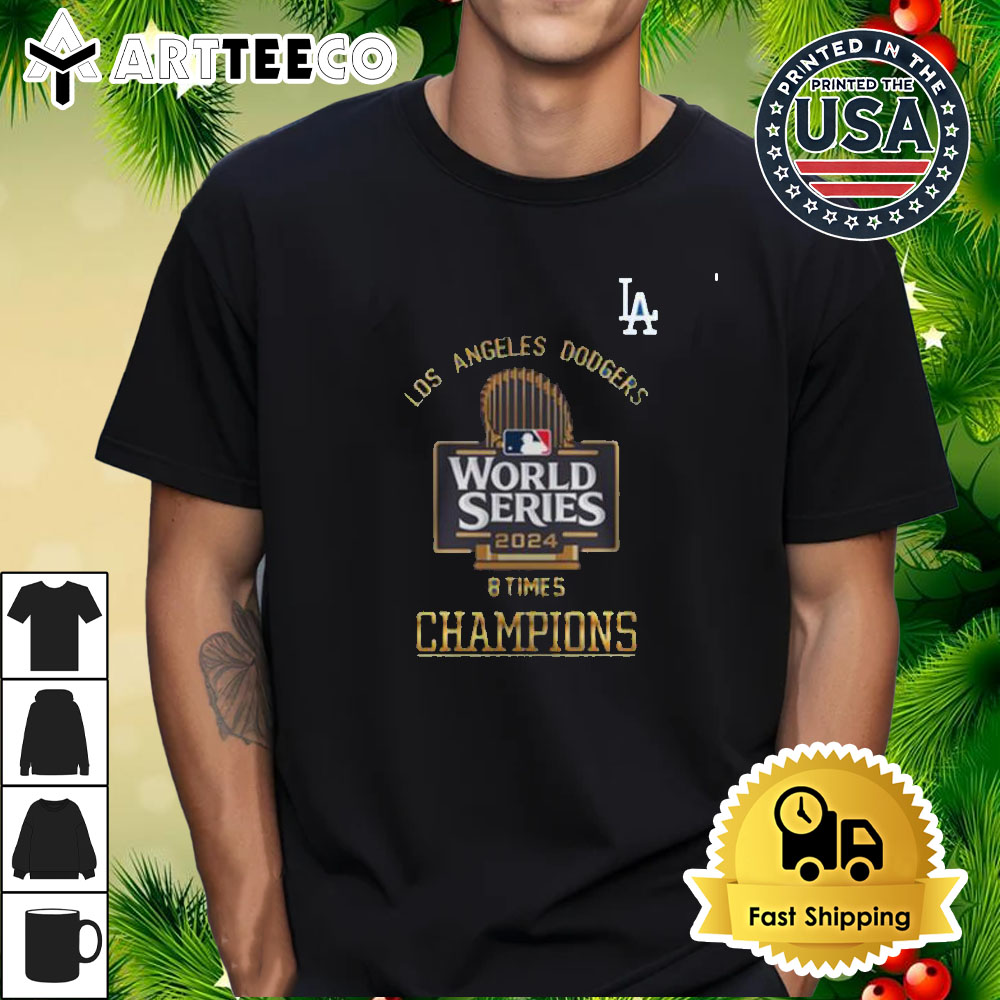 Los Angeles Dodgers World Series 2024 8 Times Champions Retro T Shirt 1