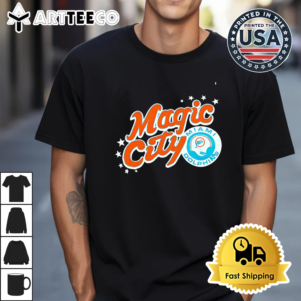 Miami Dolphins Magic City logo Retro T Shirt 1