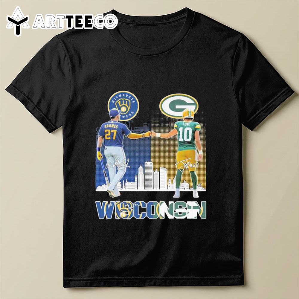 Milwaukee Brewers 2024 Willy Adames Green Bay Packers Jordan Love T Shirt