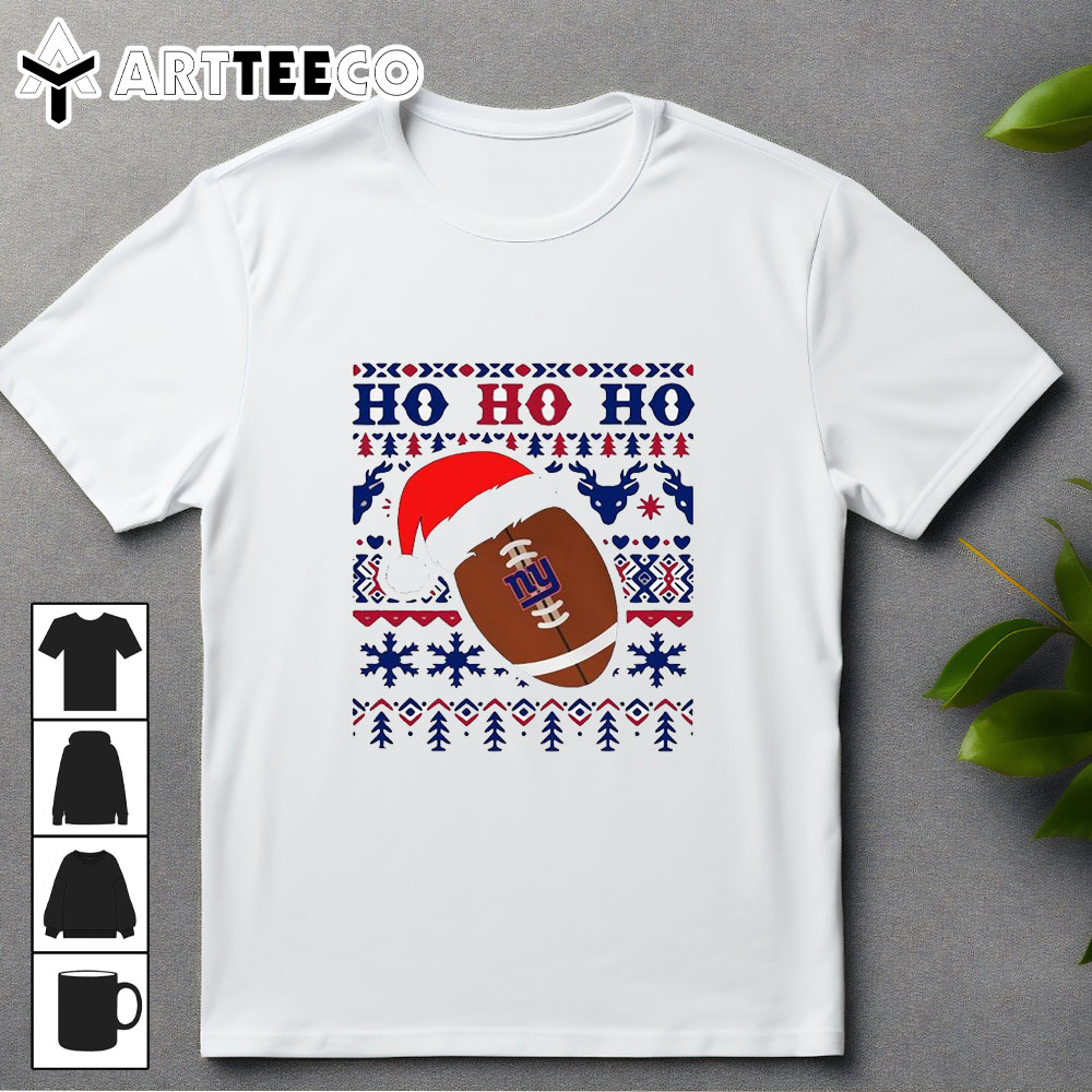 NFL New York Giants Football Santa Claus Ho Ho Ho Christmas 2024 T Shirt Trending