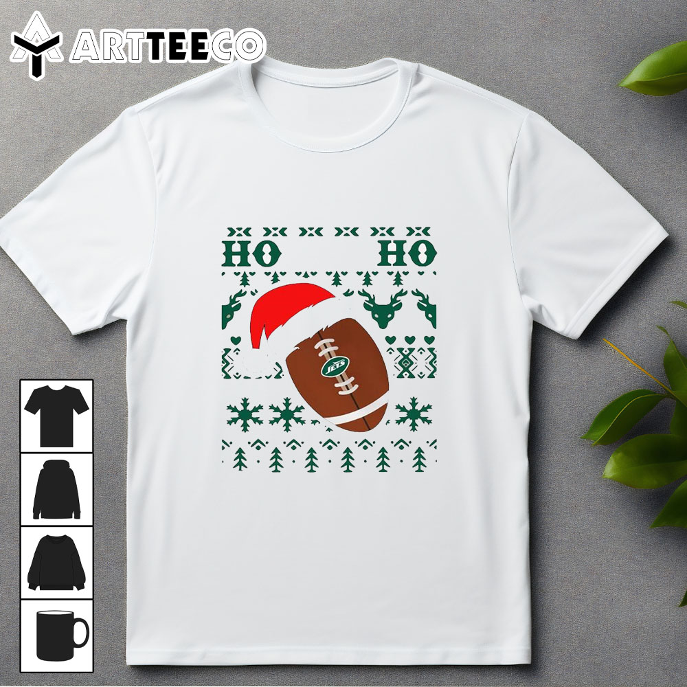 NFL New York Jets Football Santa Claus Ho Ho Ho Christmas 2024 T Shirt Trending