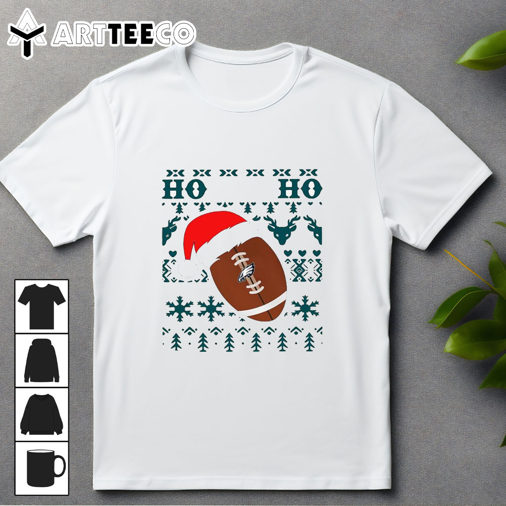 NFL Philadelphia Eagles Football Santa Claus Ho Ho Ho Christmas 2024 T Shirt Trending