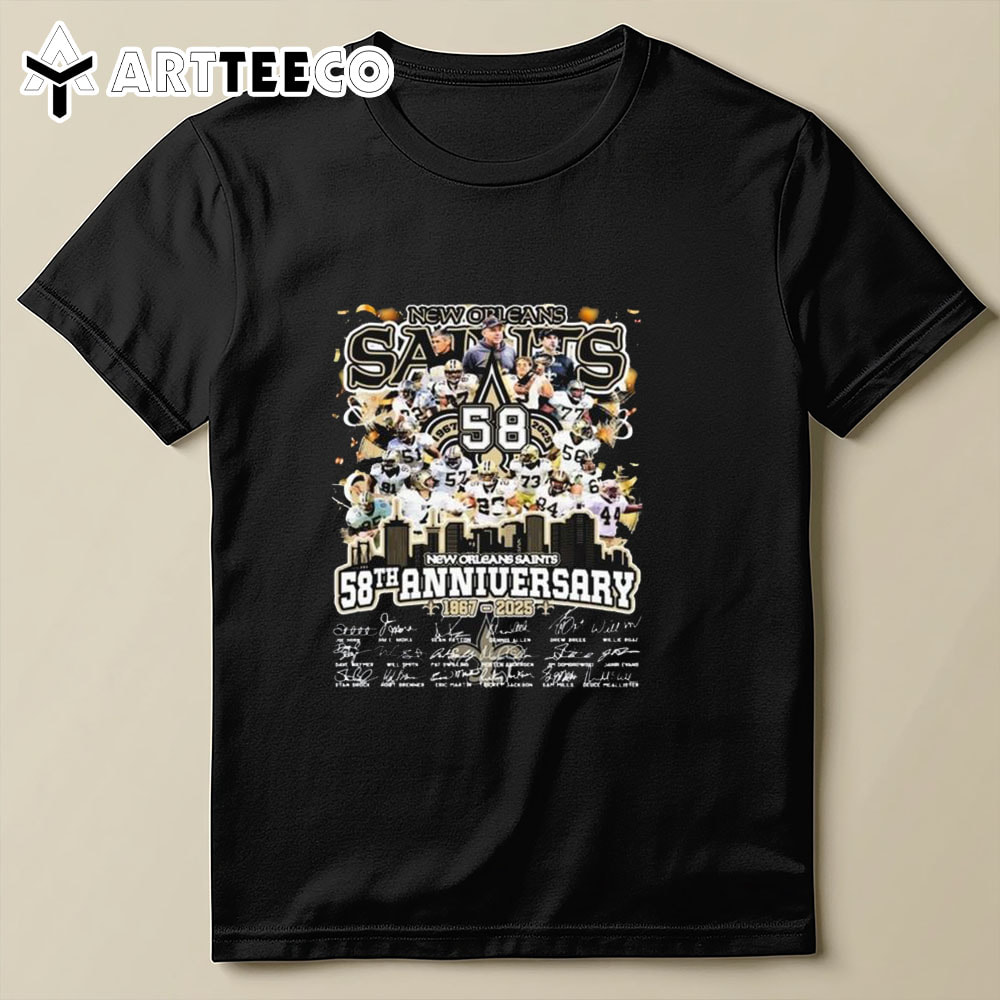 New Orleans Saints 58th Anniversary 1967 2024 Signatures T Shirt