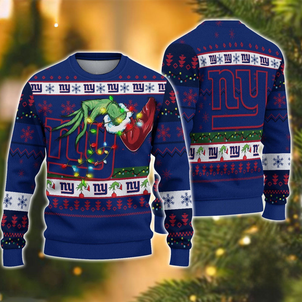 New York Giants Special Grinch's Hand Football Christmas Ugly Sweater