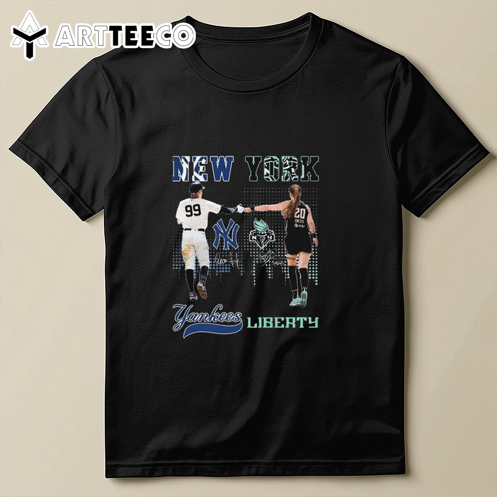 New York Yankees X New York Liberty Signatures T Shirt