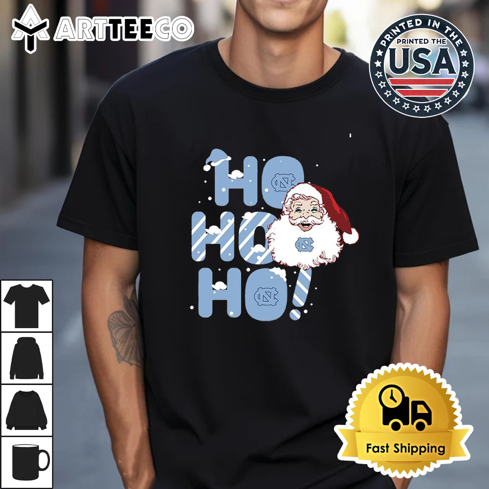 North Carolina Tar Heels Ho Ho Ho Santa Claus Christmas Retro T Shirt 1