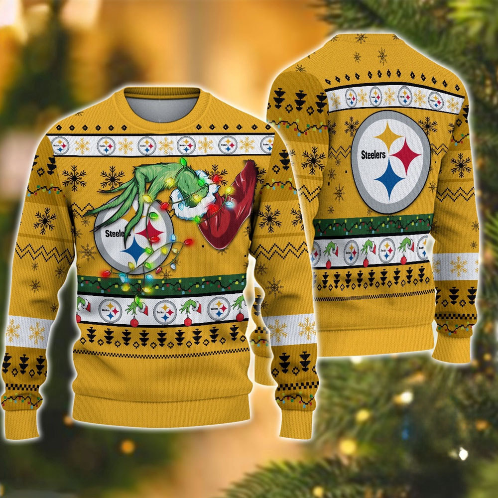 Pittsburgh Steelers Special Grinch's Hand Football Christmas Ugly Sweater