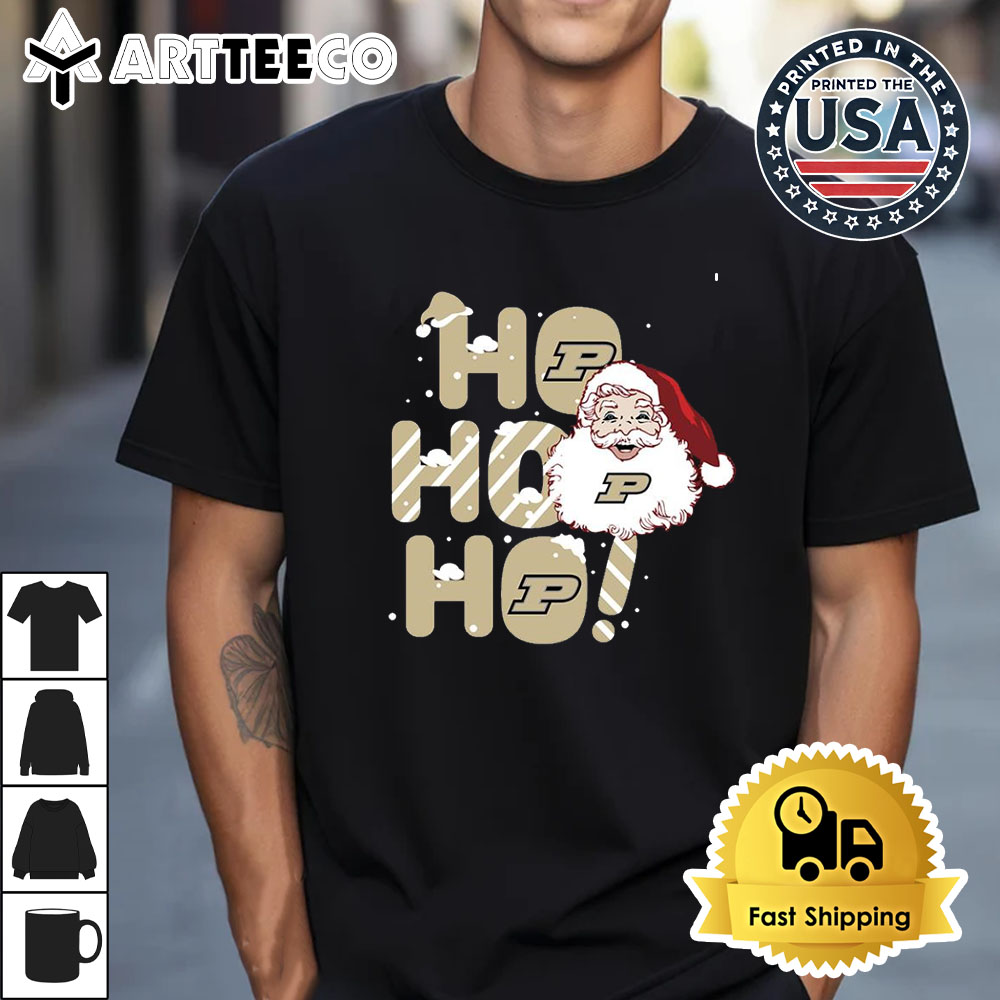 Purdue Boilermakers Ho Ho Ho Santa Claus Christmas Retro T Shirt 1