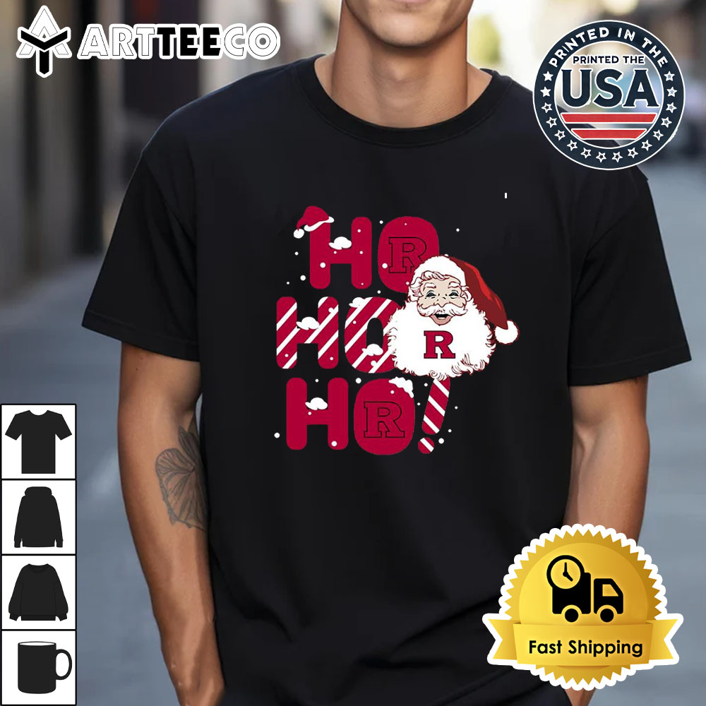 Rutgers Scarlet Knights Ho Ho Ho Santa Claus Christmas Retro T Shirt 1