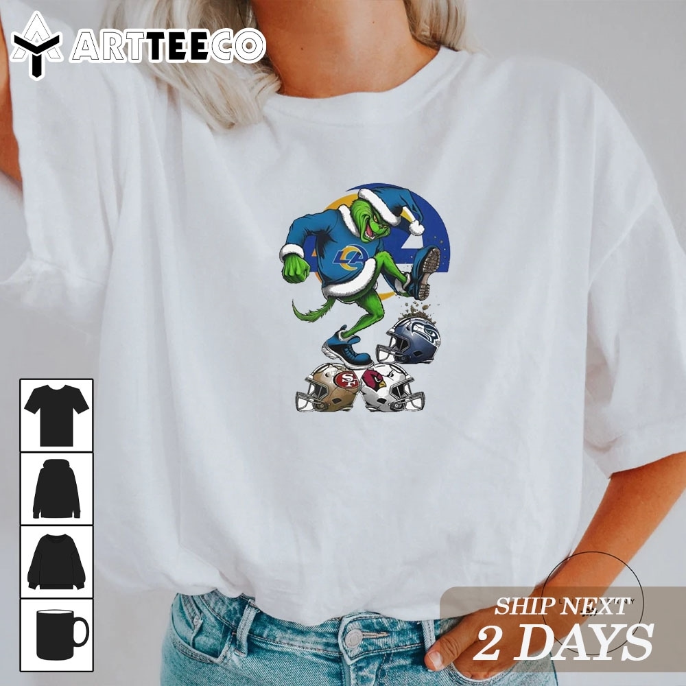 Santa Grinch Los Angeles Rams NFL Stomp On Teams Christmas 2024 T Shirt