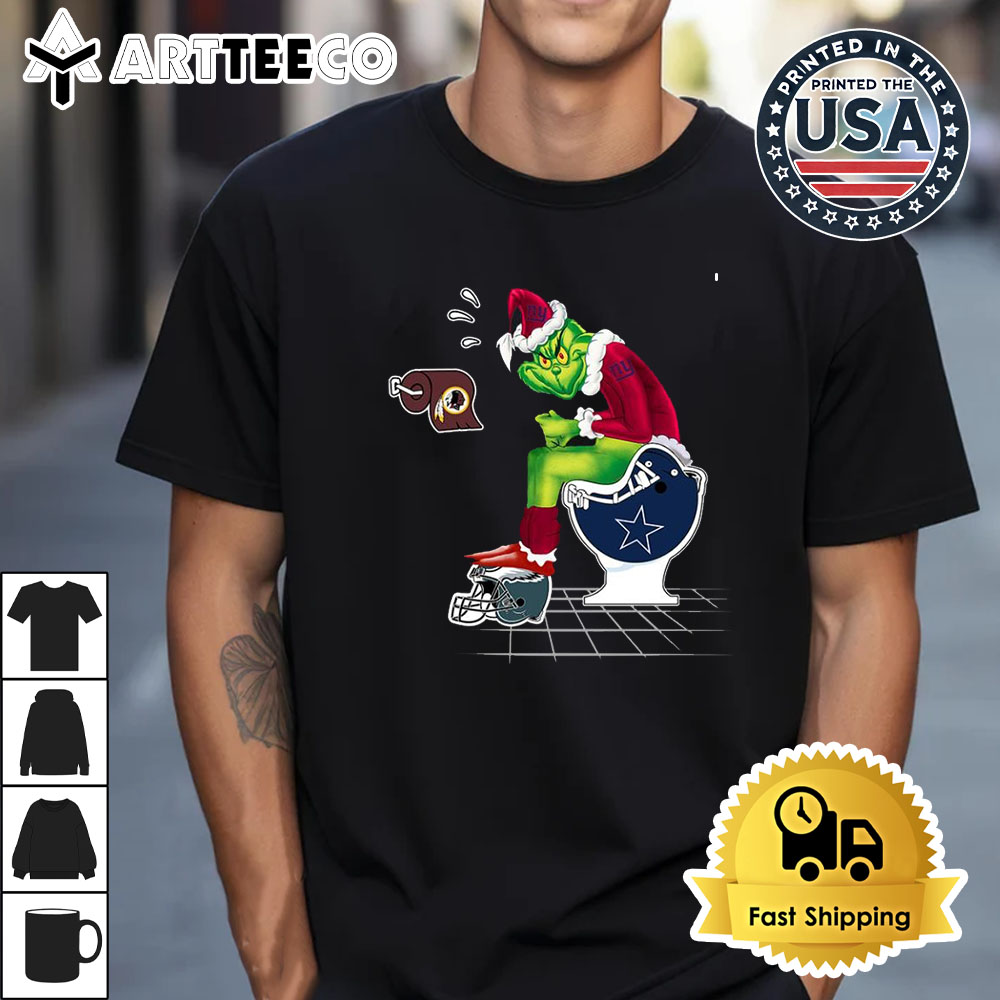 Santa Grinch New York Giants Shit On Other Teams Christmas Retro T Shirt 1