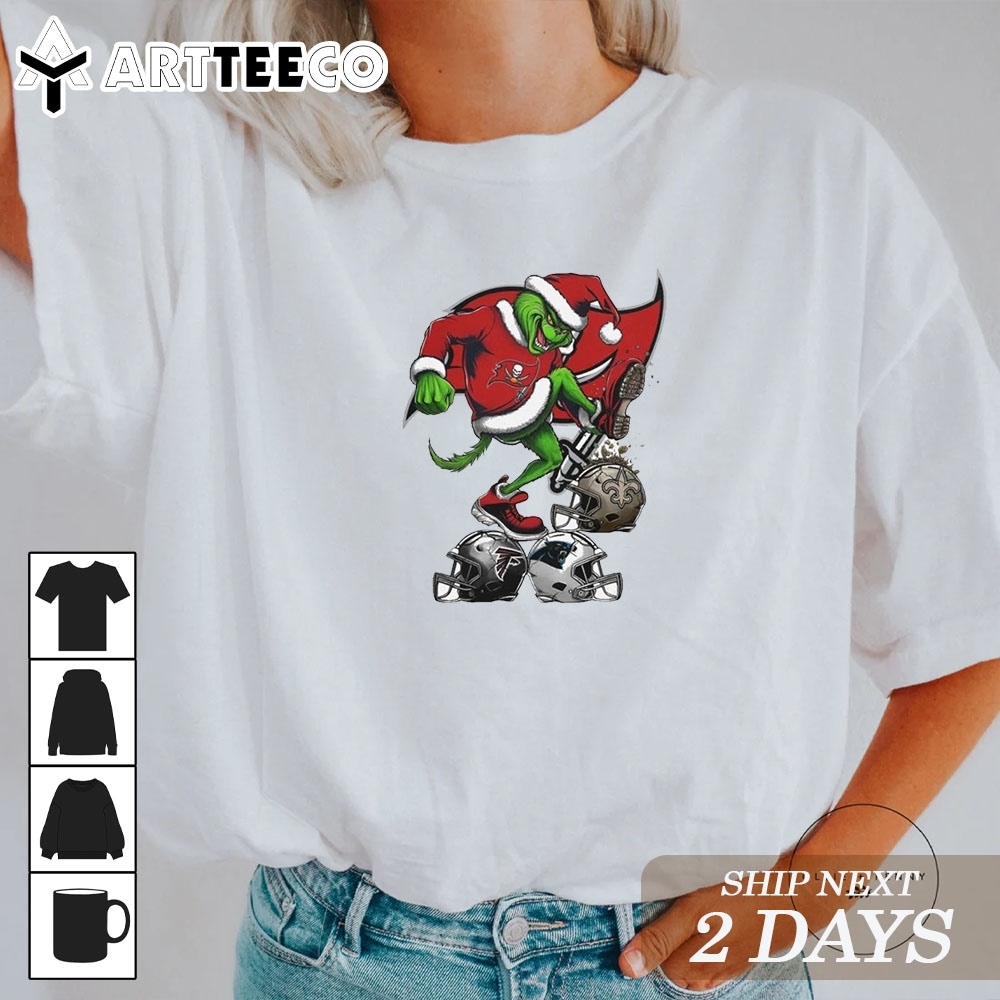 Santa Grinch Tampa Bay Buccaneers NFL Stomp On Teams Christmas 2024 T Shirt