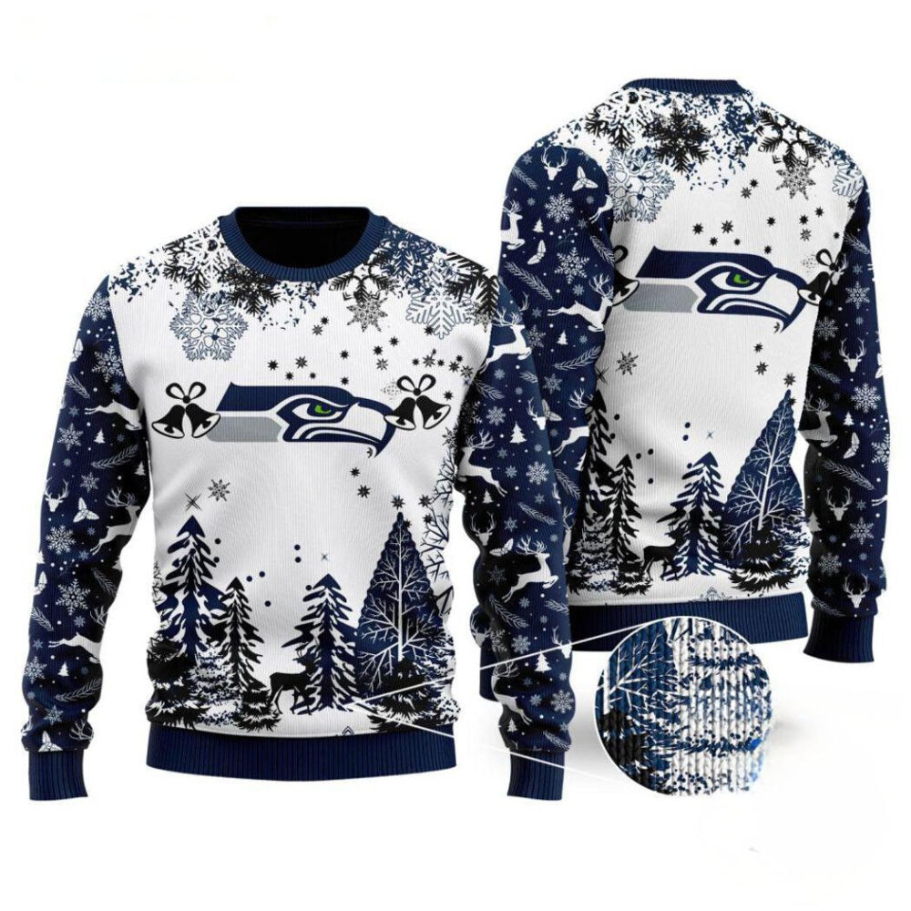 Seattle Seahawks Logo Football Team Special Xmas Tree Christmas Ugly Sweater