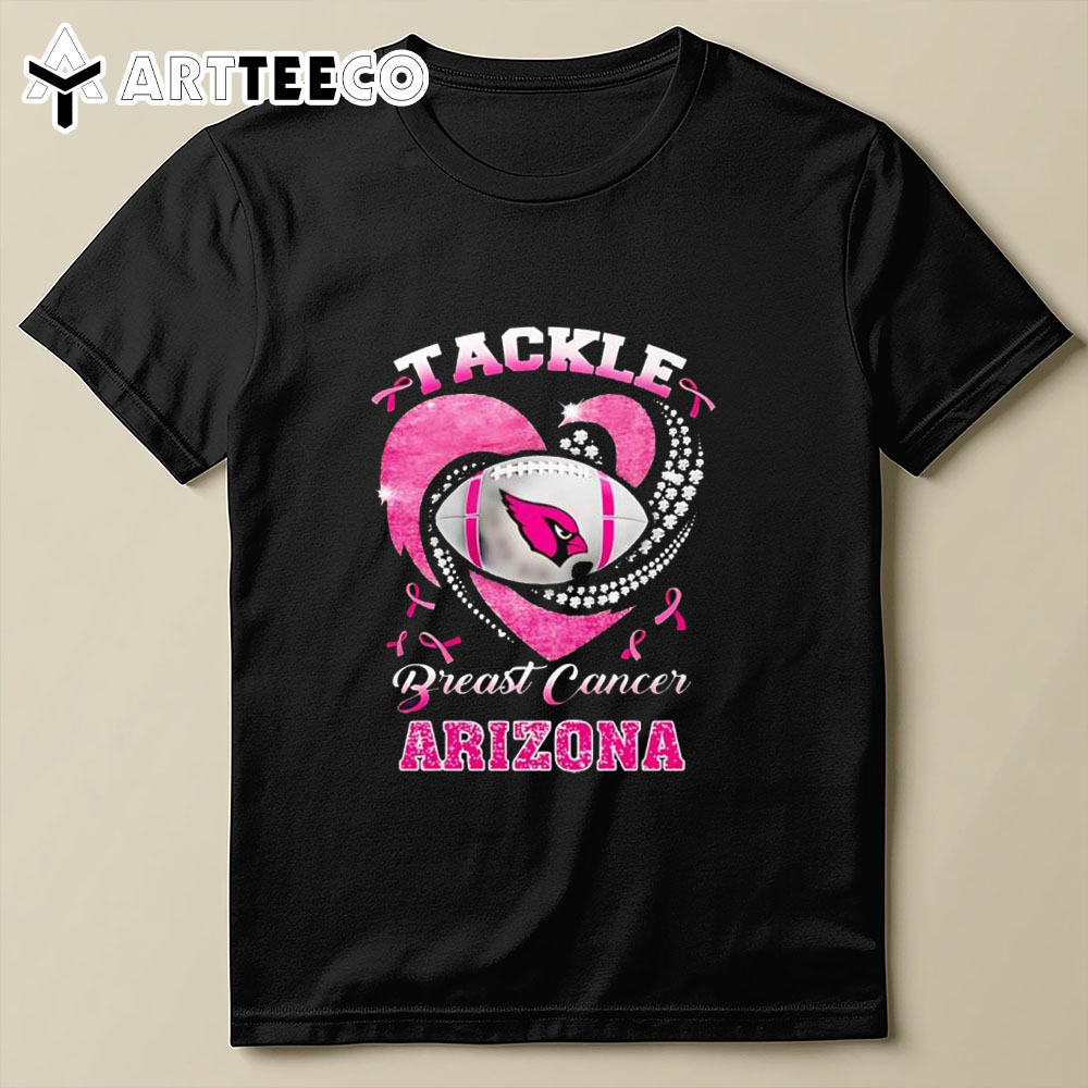 Tackle Breast Cancer Awareness Arizona Cardinals Diamond Heart T Shirt