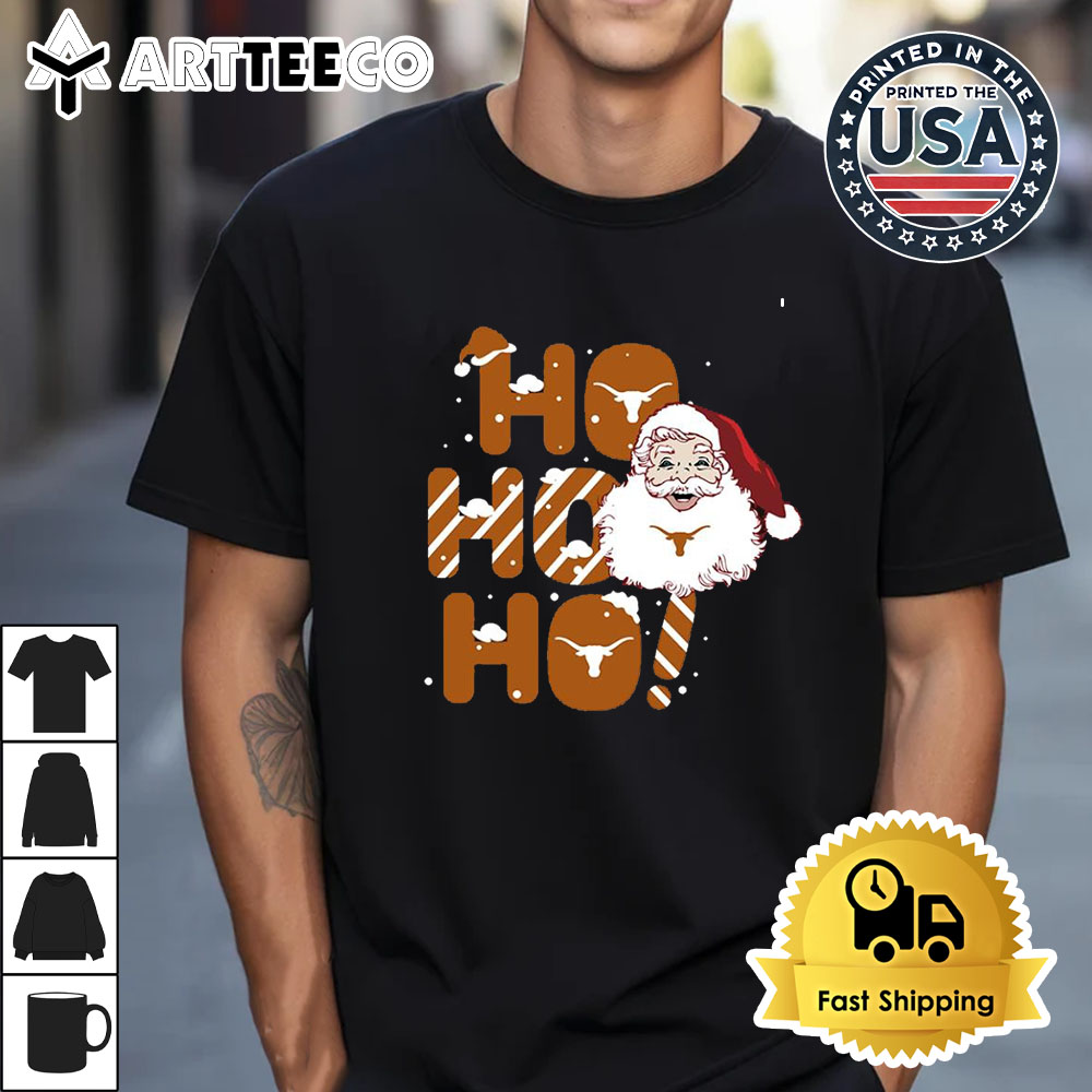 Texas Longhorns Ho Ho Ho Santa Claus Christmas Retro T Shirt 1