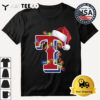 Texas Rangers Santa hat lights Christmas Retro T Shirt 3