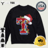 Texas Rangers Santa hat lights Christmas Retro T Shirt 4