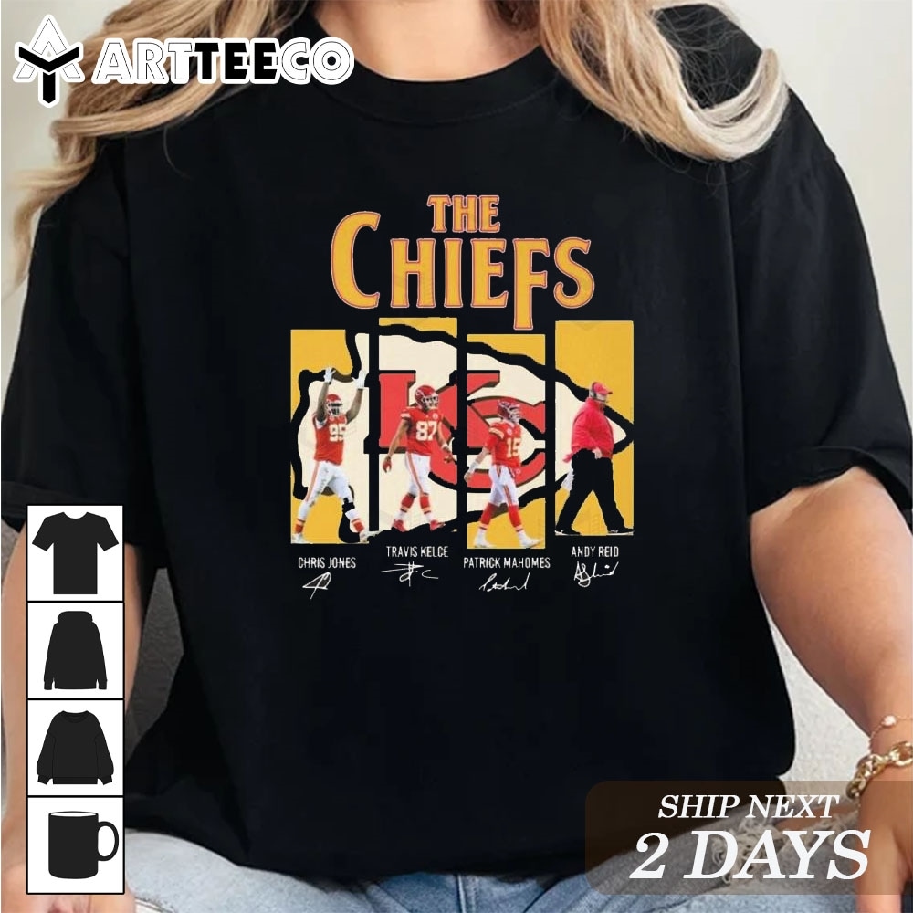 The Kansas City Chiefs Jones Kelce Mahomes And Reid Signatures 2024 T Shirt