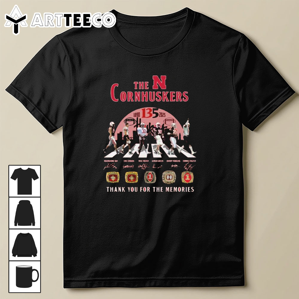 The Nebraska Cornhuskers 135 Years 1890 2025 Thank You For The Memories Signatures T Shirt Trending