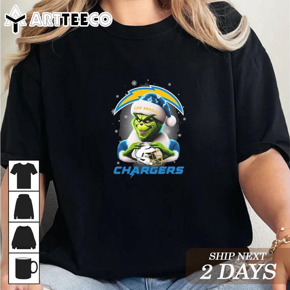 The Santa Grinch Love Los Angeles Chargers NFL Merry Christmas 2024 T Shirt