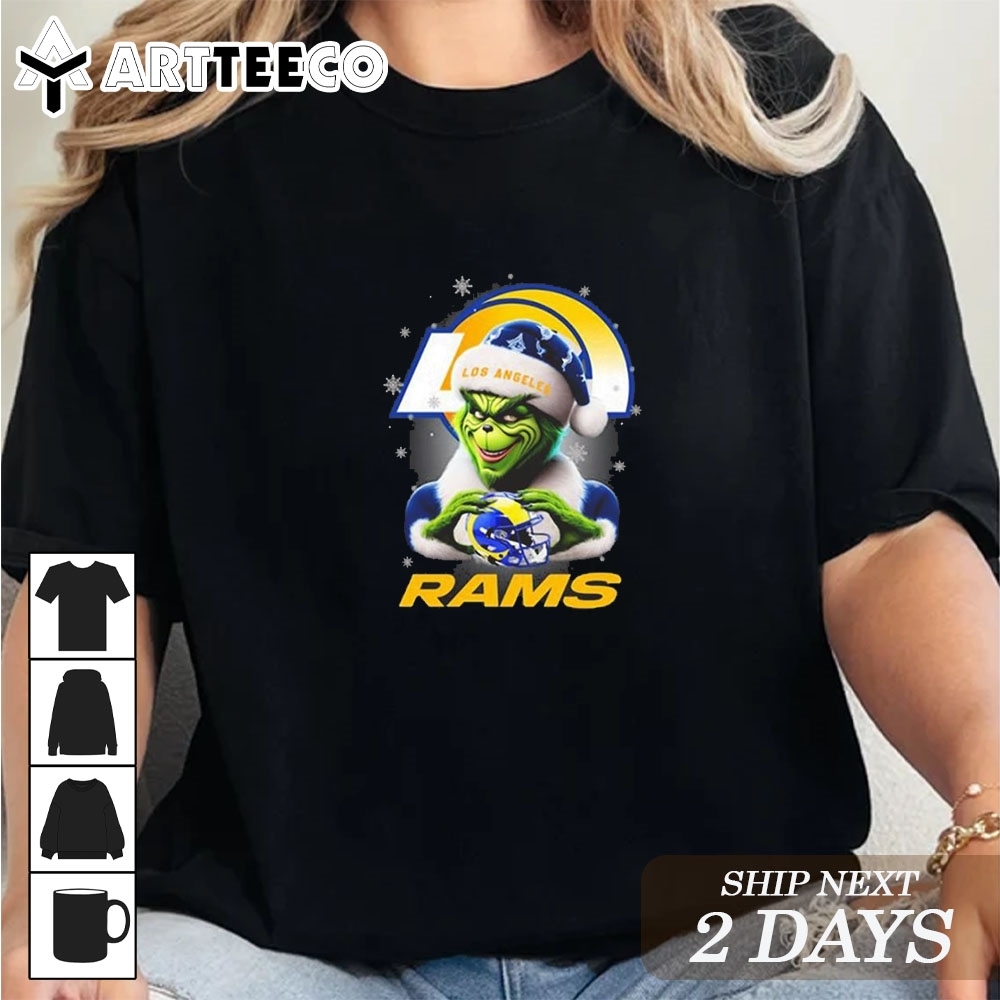 The Santa Grinch Love Los Angeles Rams NFL Merry Christmas 2024 T Shirt