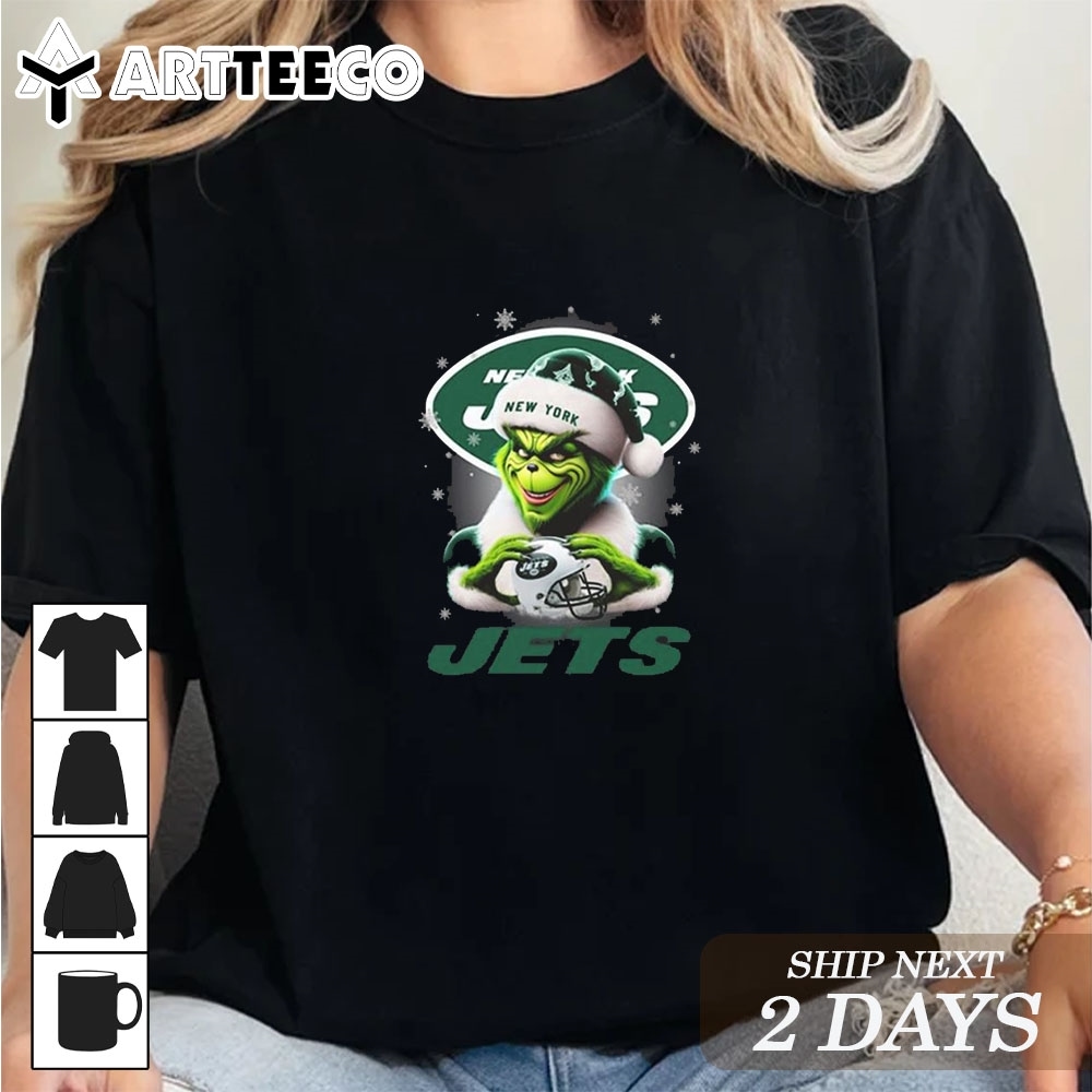 The Santa Grinch Love New York Jets NFL Merry Christmas 2024 T Shirt