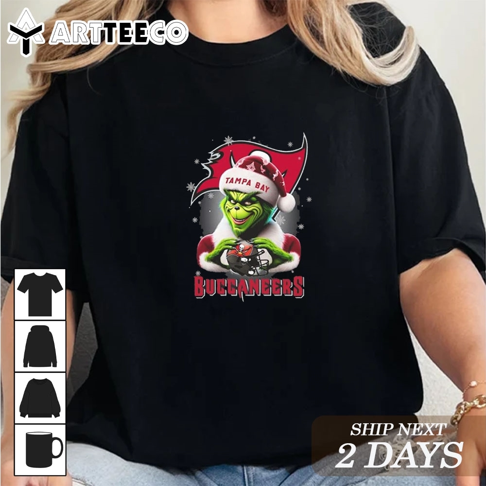 The Santa Grinch Love Tampa Bay Buccaneers NFL Merry Christmas 2024 T Shirt