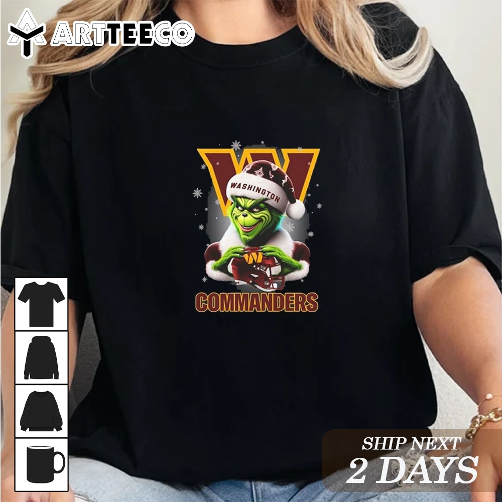 The Santa Grinch Love Washington Commanders NFL Merry Christmas 2024 T Shirt