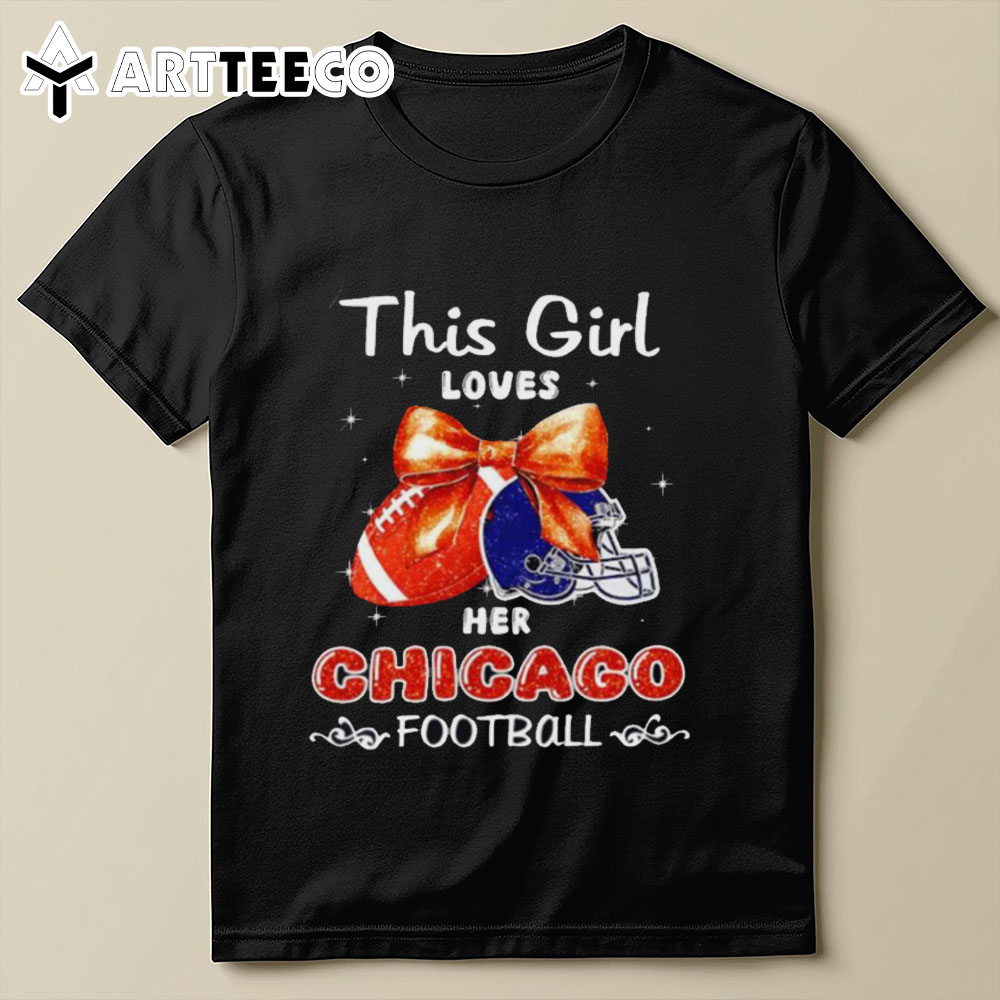 This Girl Loves Her Chicago Bears Football Faux Glitter T Shirt