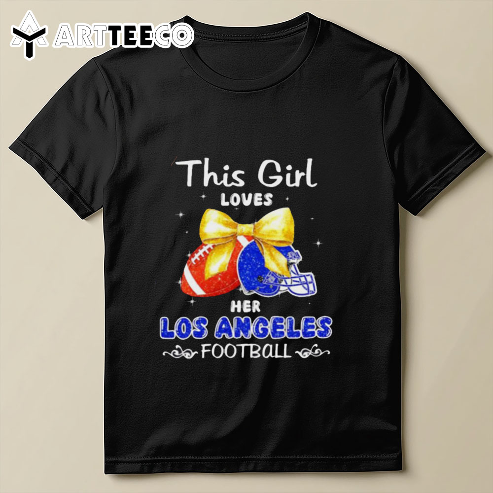 This Girl Loves Her Los Angeles Rams Football Faux Glitter T Shirt