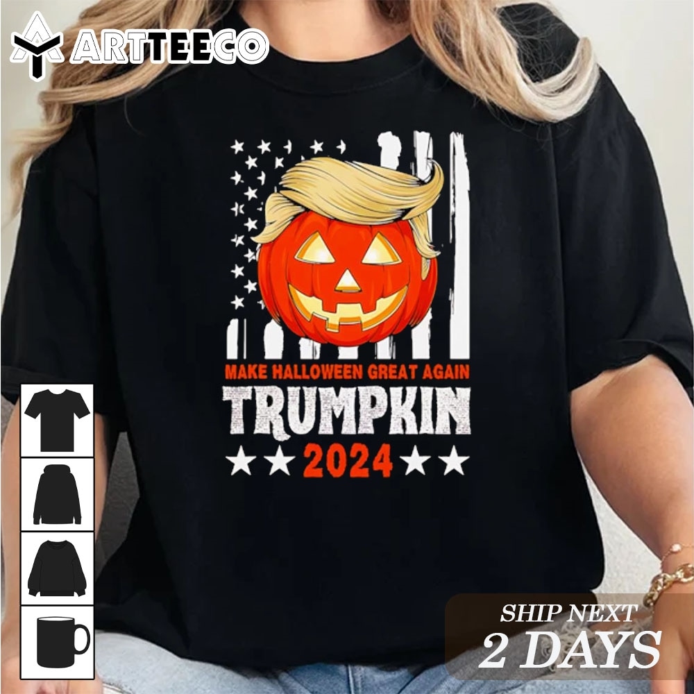 Trumpkin Make Halloween Great Again Flag Pumpkin 2024 T Shirt