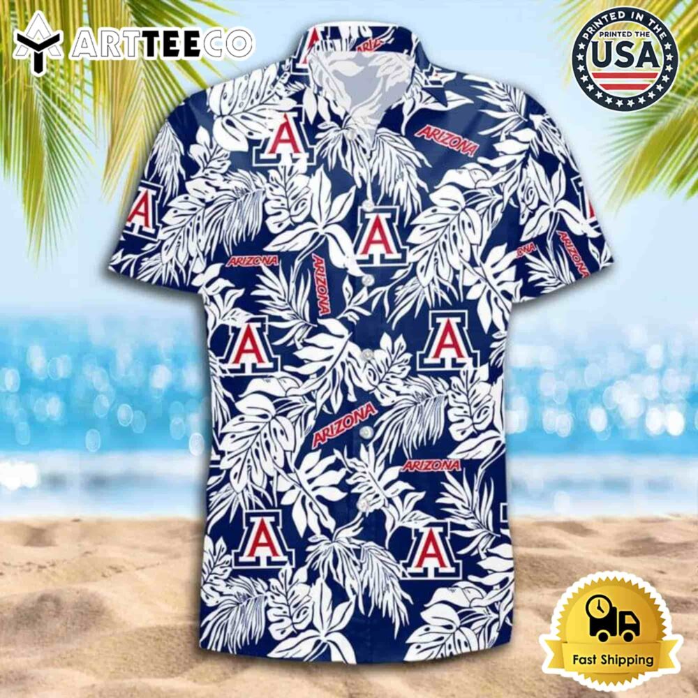 Arizona Wildcats Leaf Pattern Hawaiian Shirt Summer Beach Style 2