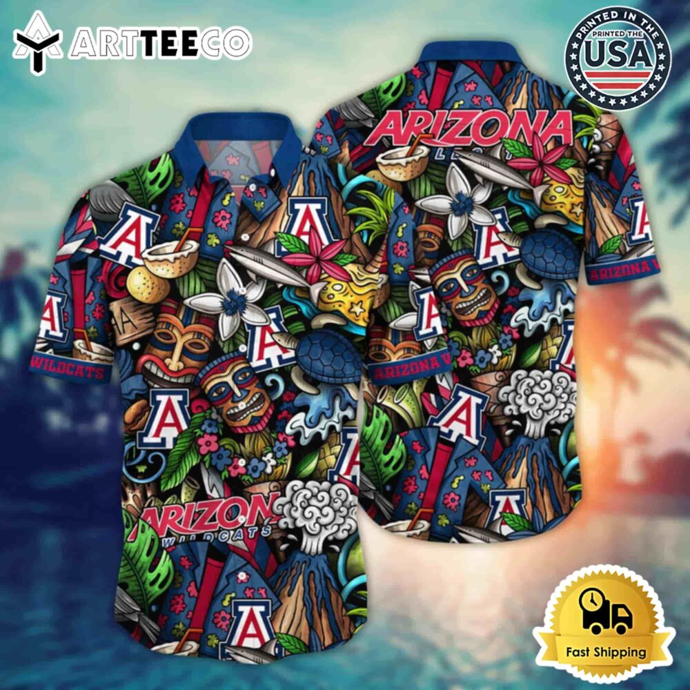 Arizona Wildcats Tropical Tiki Hawaiian Shirt Custom Summer Fan Gear 1