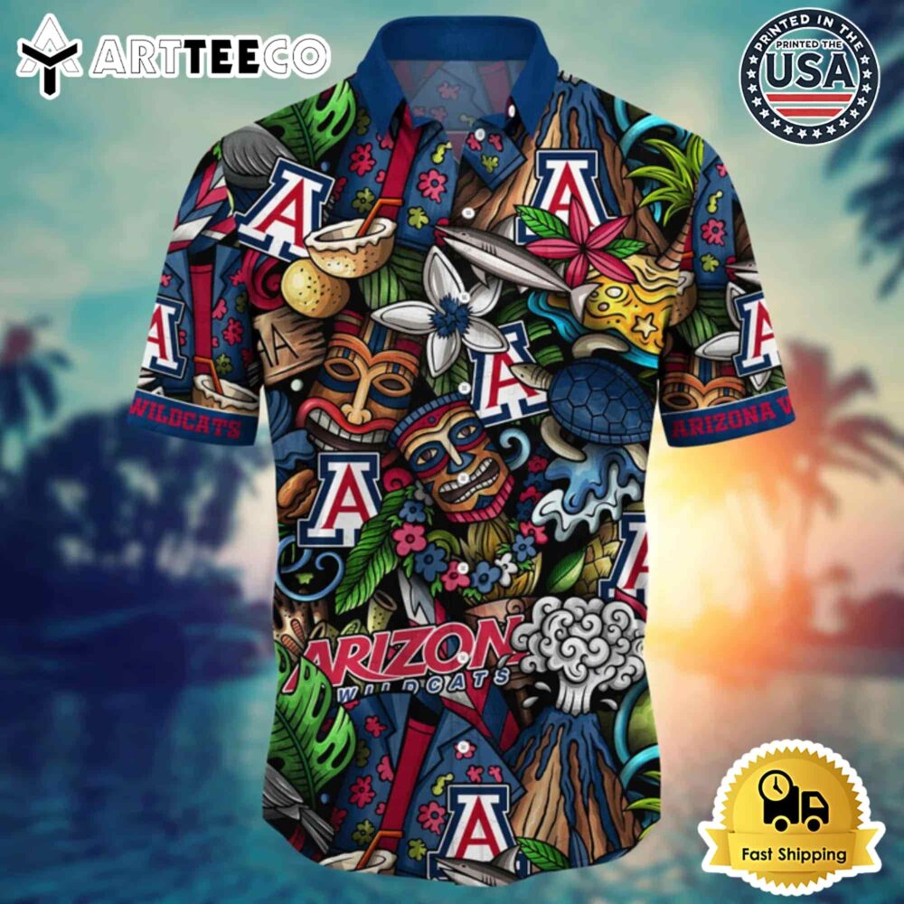 Arizona Wildcats Tropical Tiki Hawaiian Shirt Custom Summer Fan Gear 2