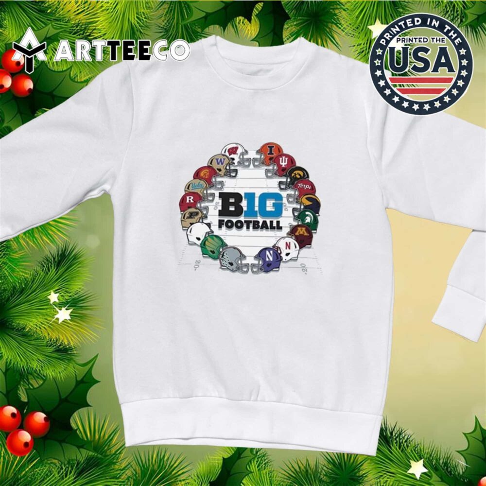 Big Ten White Champion Big 10 All Team Circle Helmet T Shirt 3