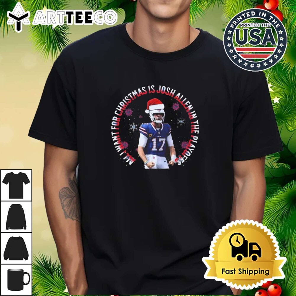 Buffalo Bills All I Want For Christmas Is Josh Allen In The Playoffs 2024 Retro T Shirt 1