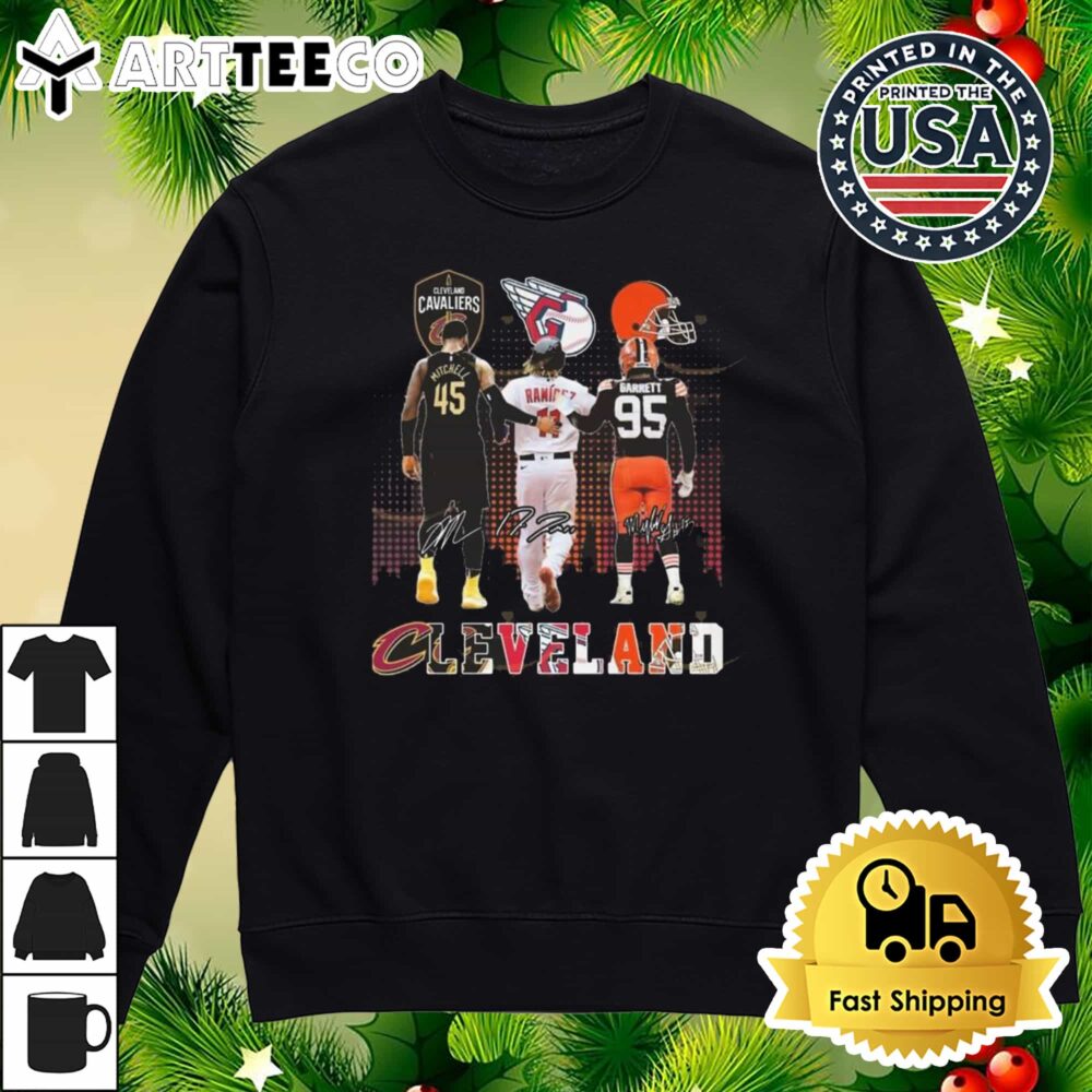 Cleveland Cavaliers x Cleveland Guardians x Cleveland Browns Signatures 2024 Retro T Shirt 4