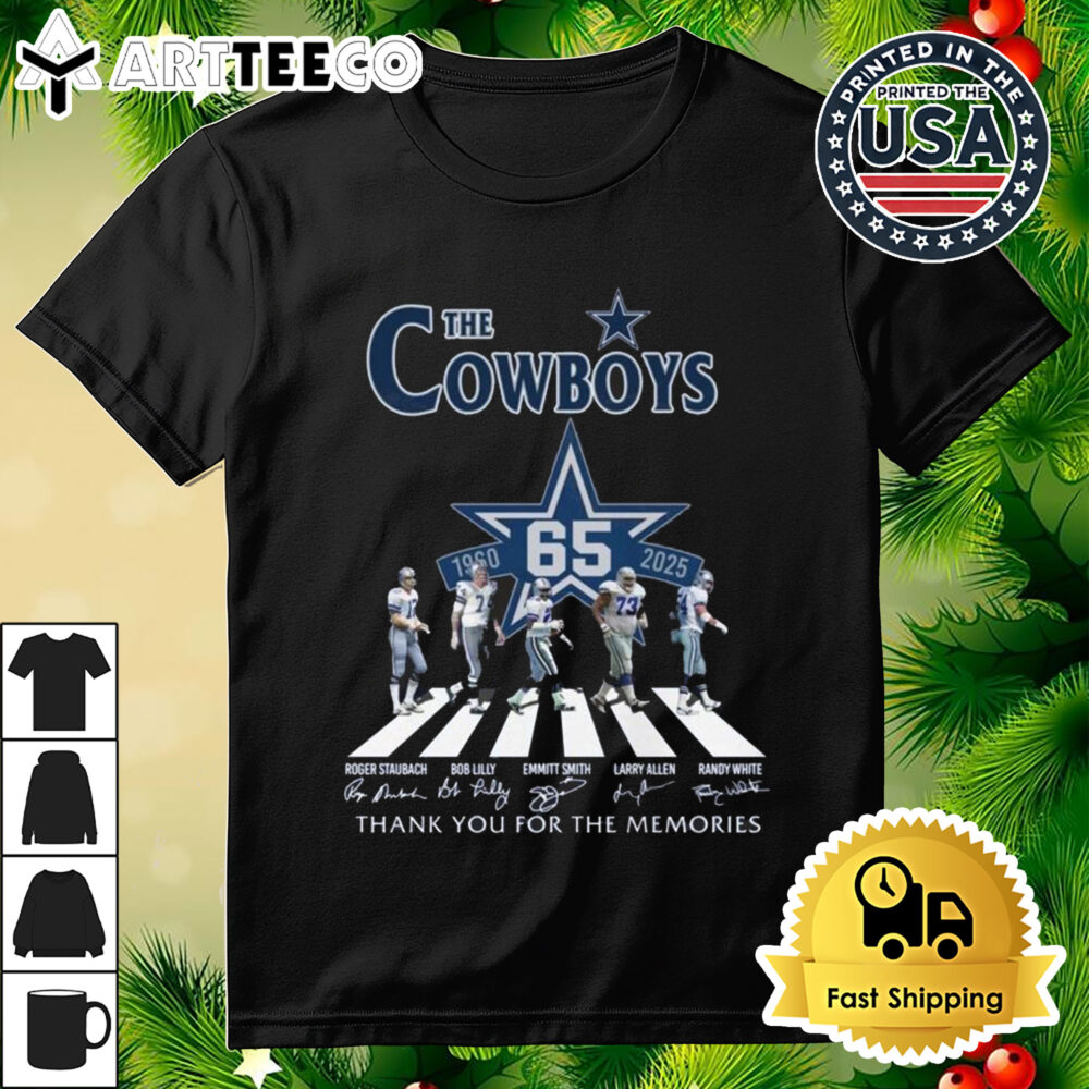 Dallas Cowboys 65th Anniversary 1960 2025 Thank You For The Memories Walking Signatures Shirt 3