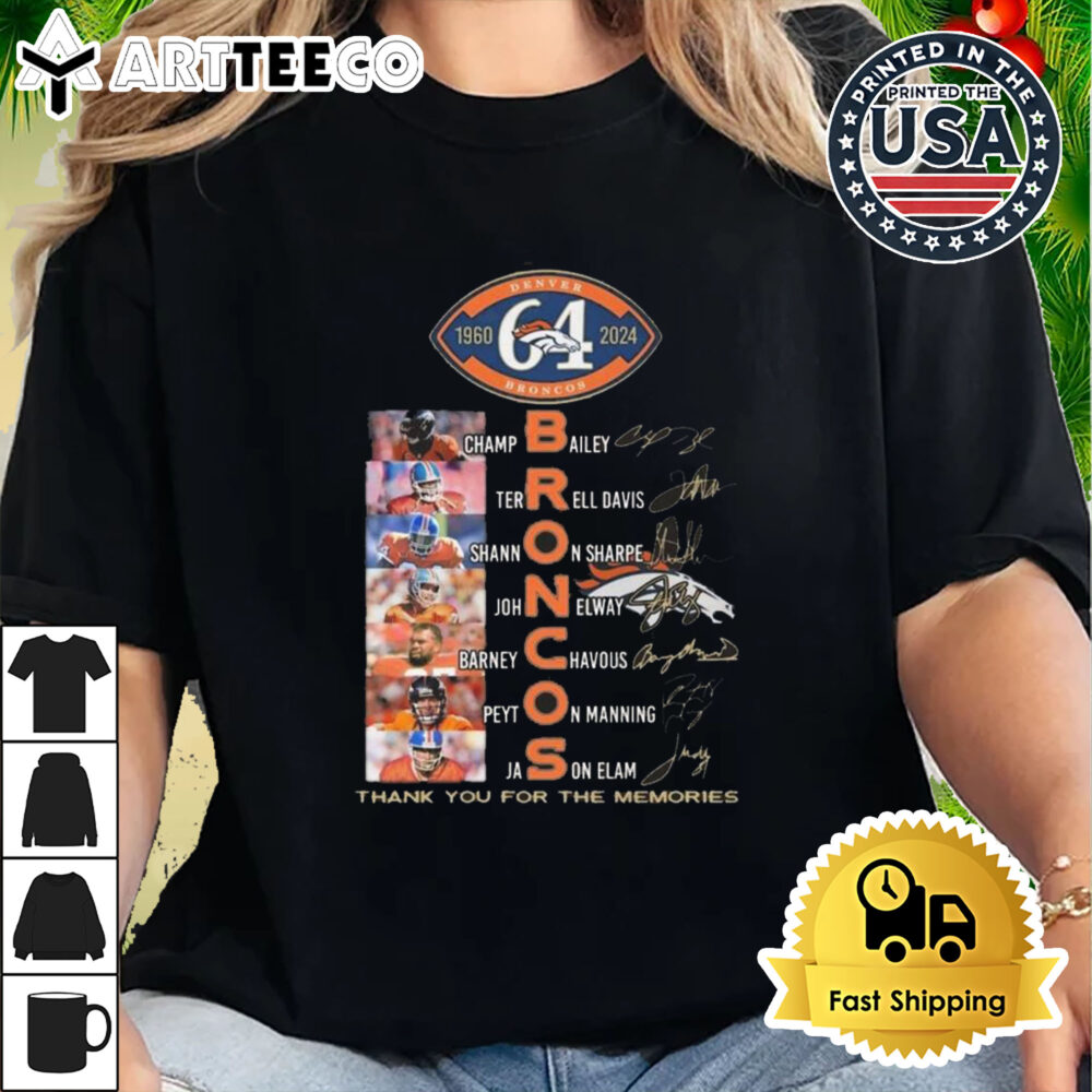 Denver Broncos 64th Anniversary Thank You For The Memories Name Signatures Shirt 2