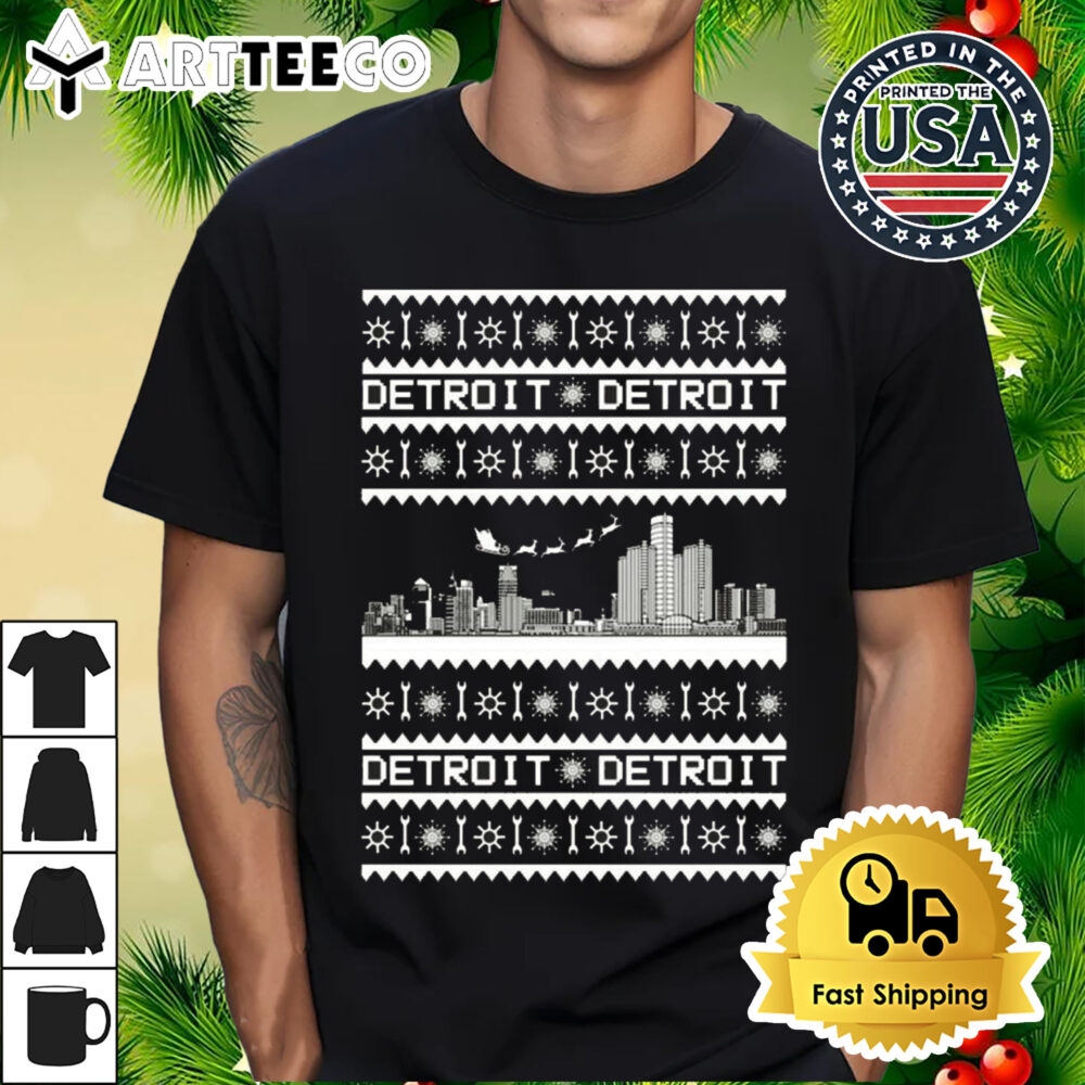 Detroit Skyline Christmas Shirt 1