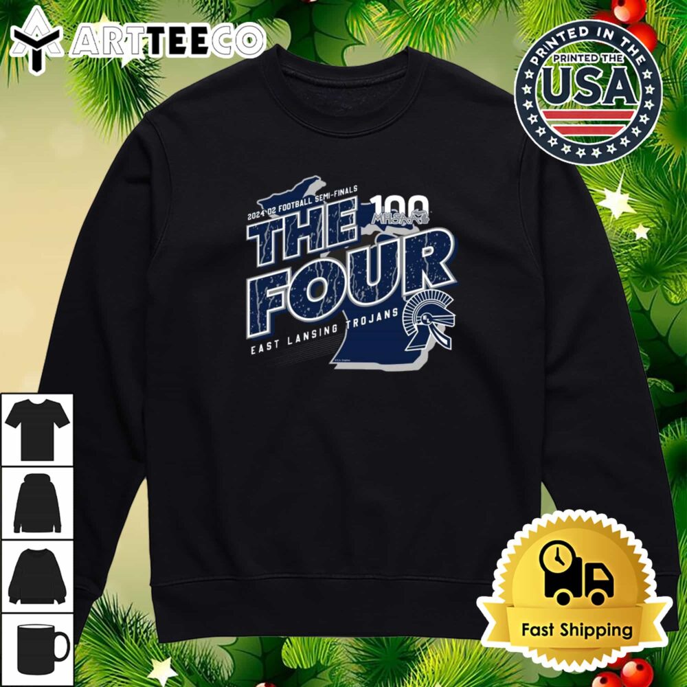 East Lansing Trojans MHSAA 2024 D2 Football Semi Finals The Four Retro T Shirt 4