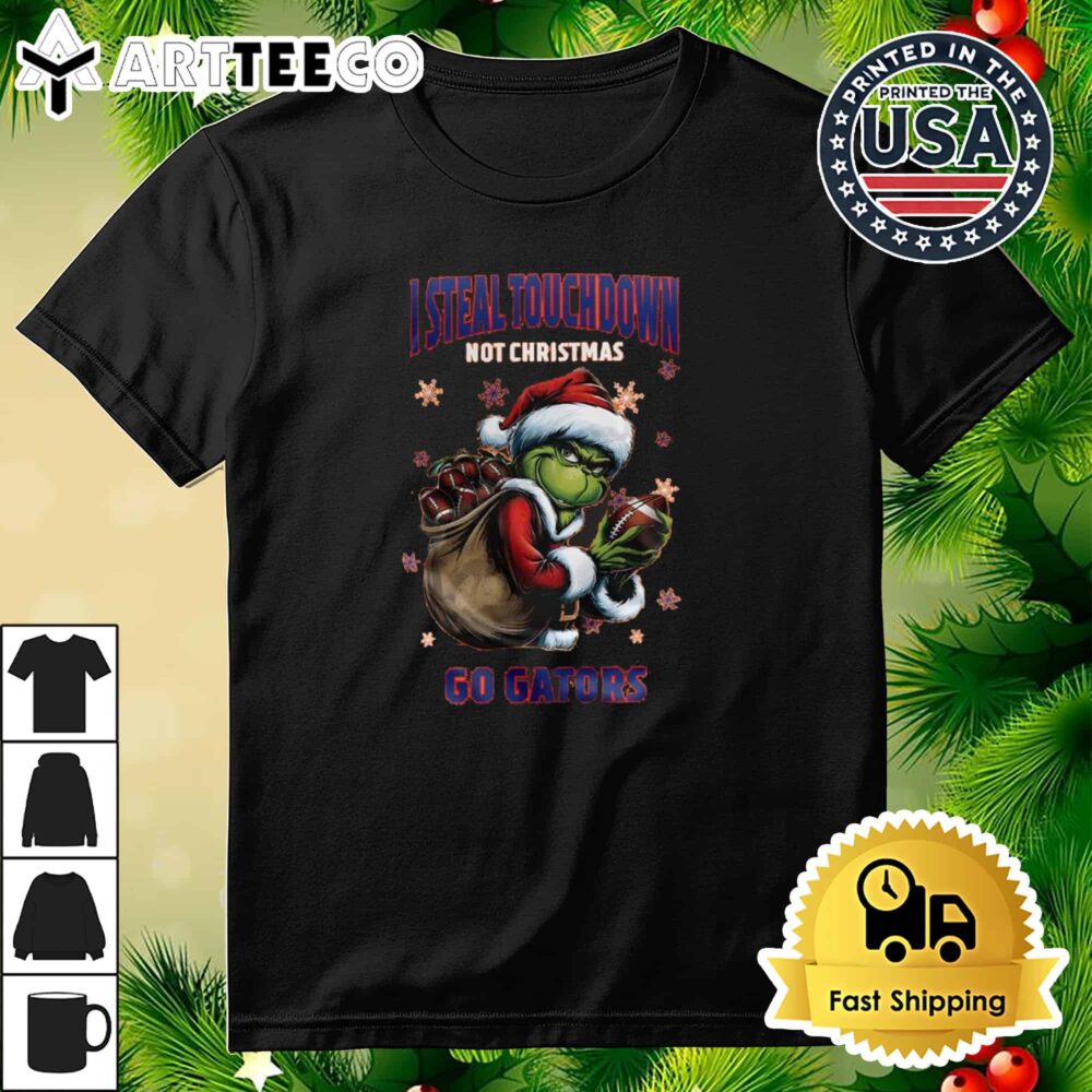 Florida Gators x Grinch Stealing Touchdowns Not Christmas Go Gators 2024 Retro T Shirt 3