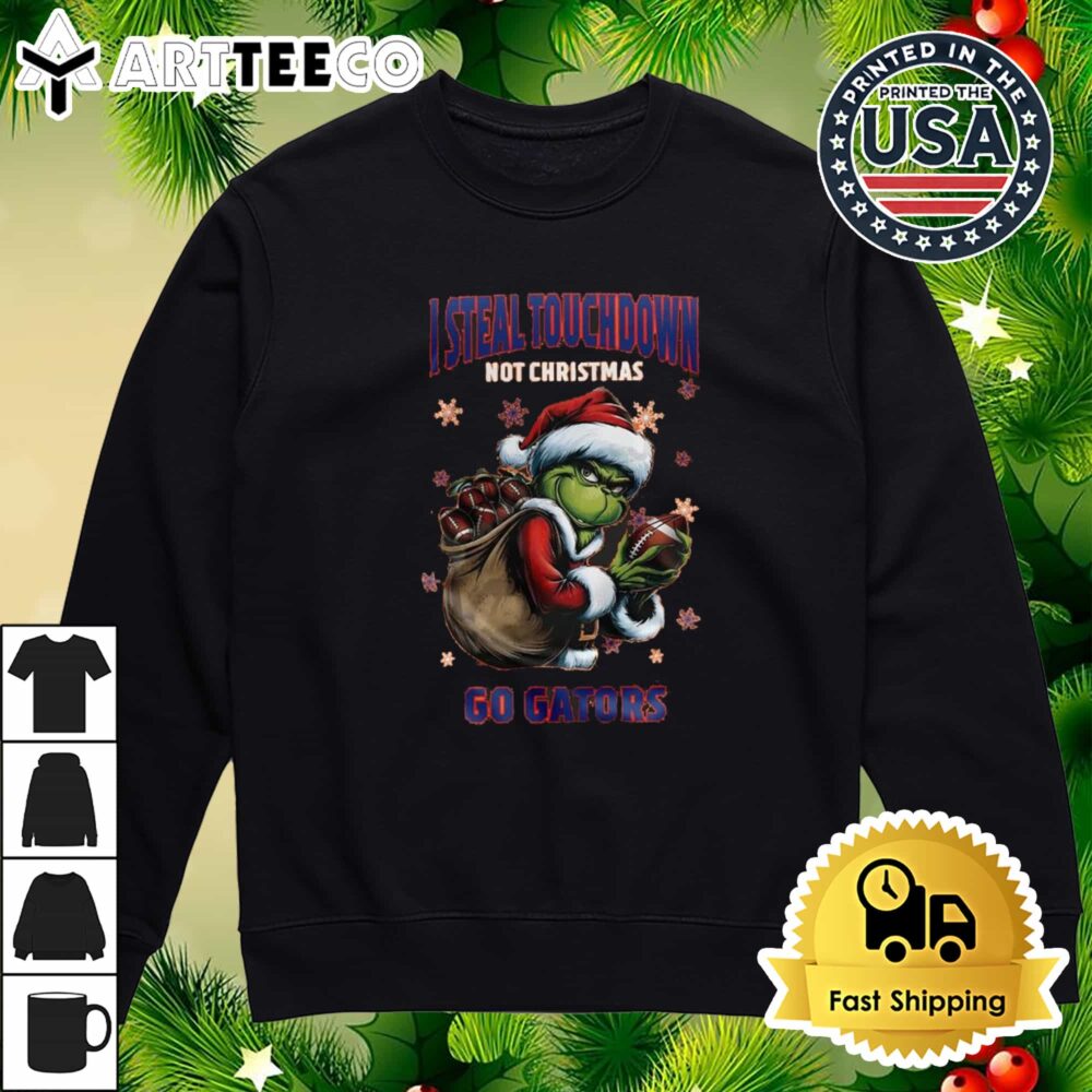 Florida Gators x Grinch Stealing Touchdowns Not Christmas Go Gators 2024 Retro T Shirt 4