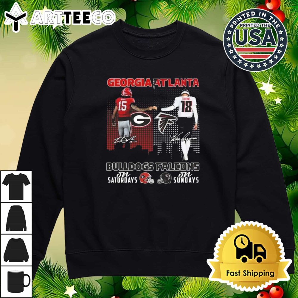 Georgia Bulldogs x Atlanta Falcons Signatures Retro T Shirt 4